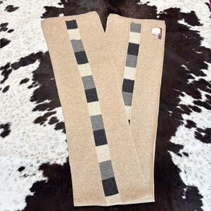 Tan and Gray Checkered Scarf